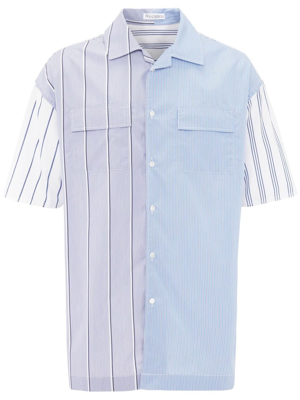Shop Jw Anderson Panelled Stripe-print Shirt In Blue