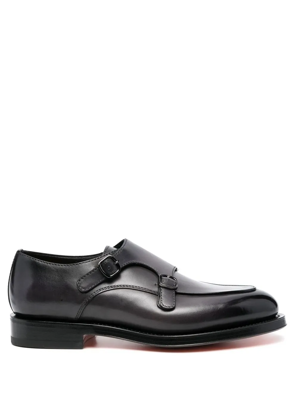 

Santoni double-buckle leather monk shoes - Black