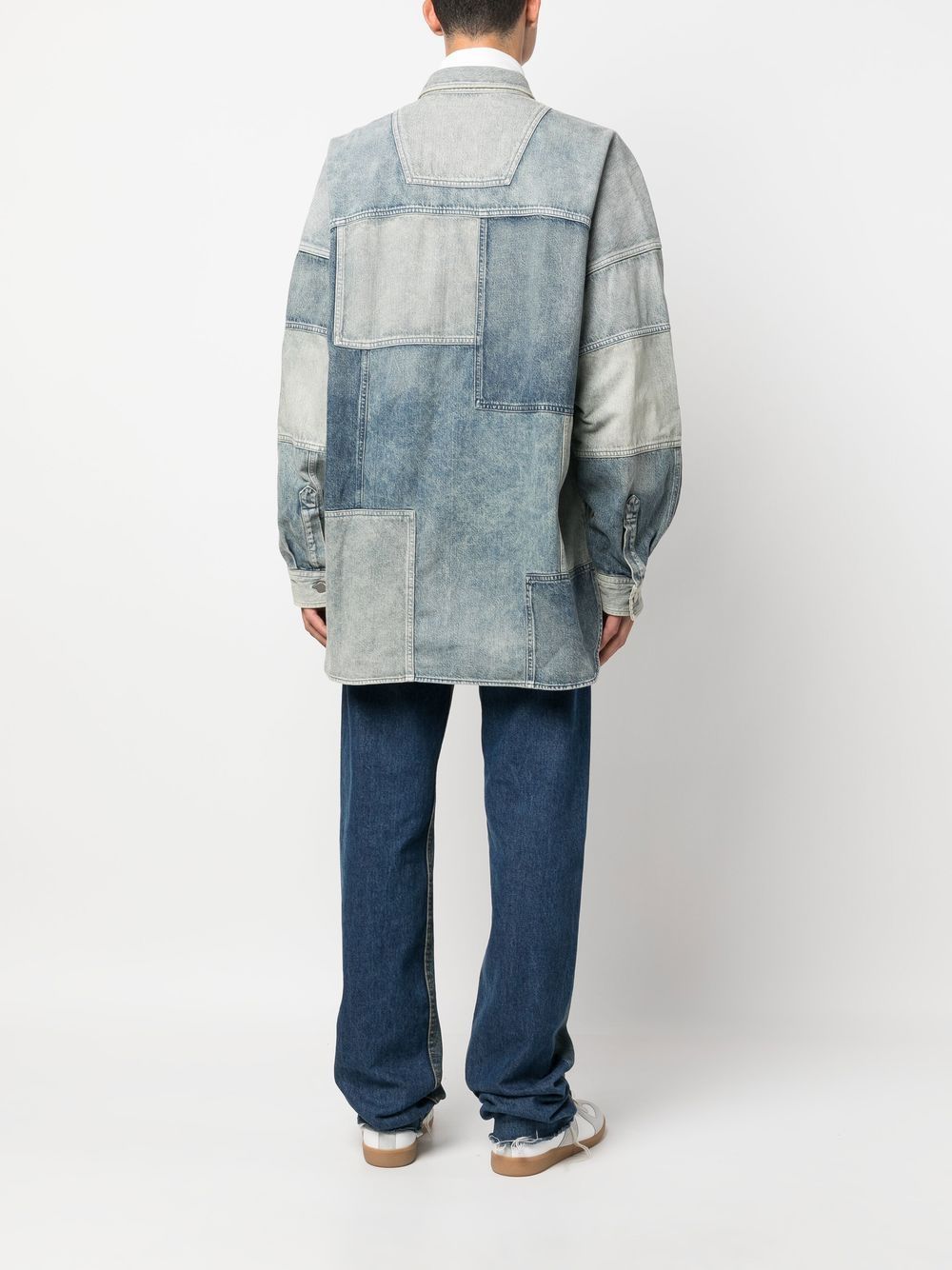 Shop Ambush Patchwork Denim Shirt In Blue