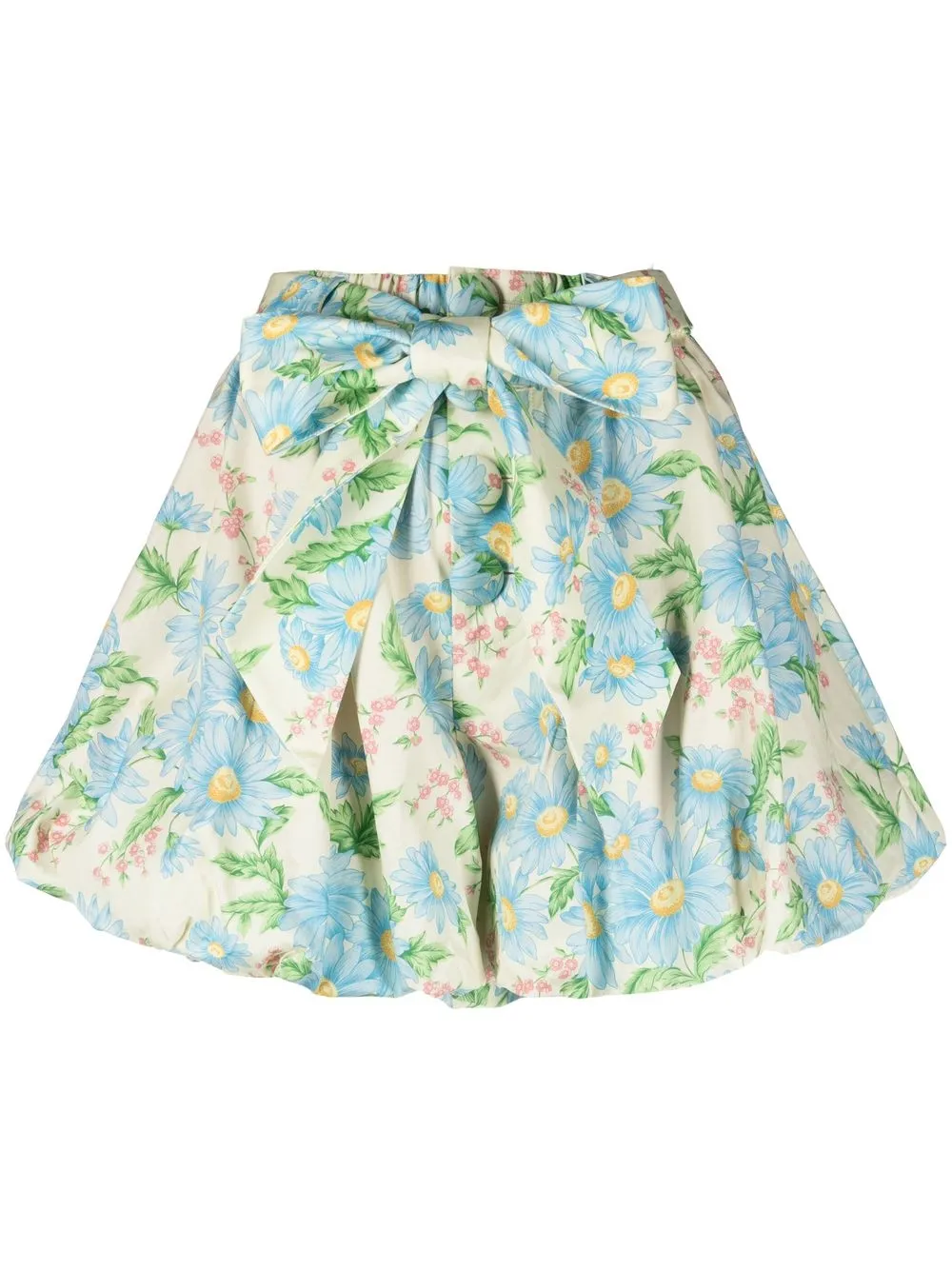 

MOTOGUO shorts con motivo floral y dobladillo abombado - Verde