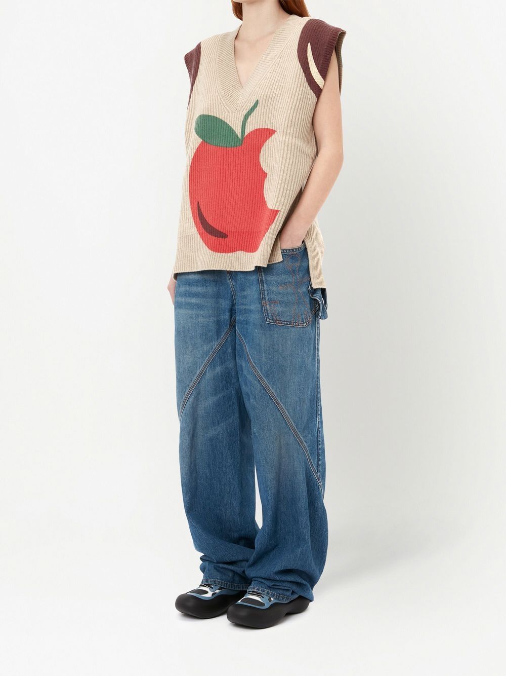 Shop Jw Anderson Apple-motif Knitted Vest In 中性色