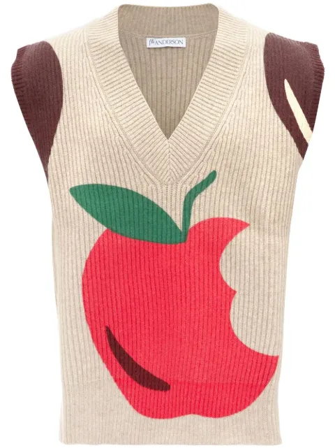 apple-motif knitted vest