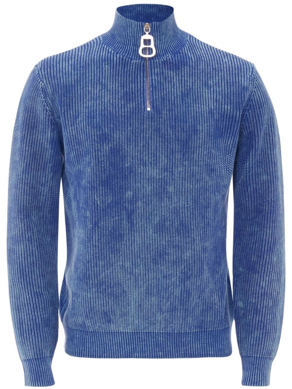 Jw Anderson Tie-dye Half-zip Jumper In Blue