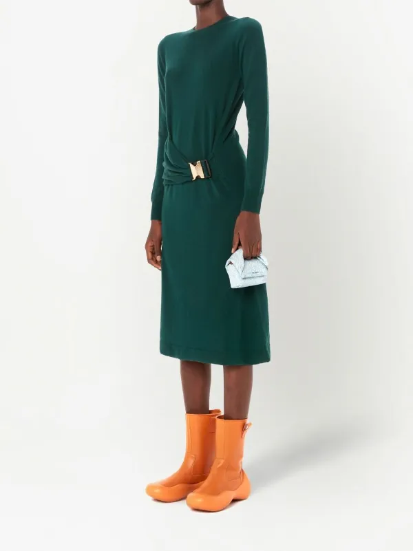 jw anderson green dress Green Dress with decorative waist tie JW Anderson