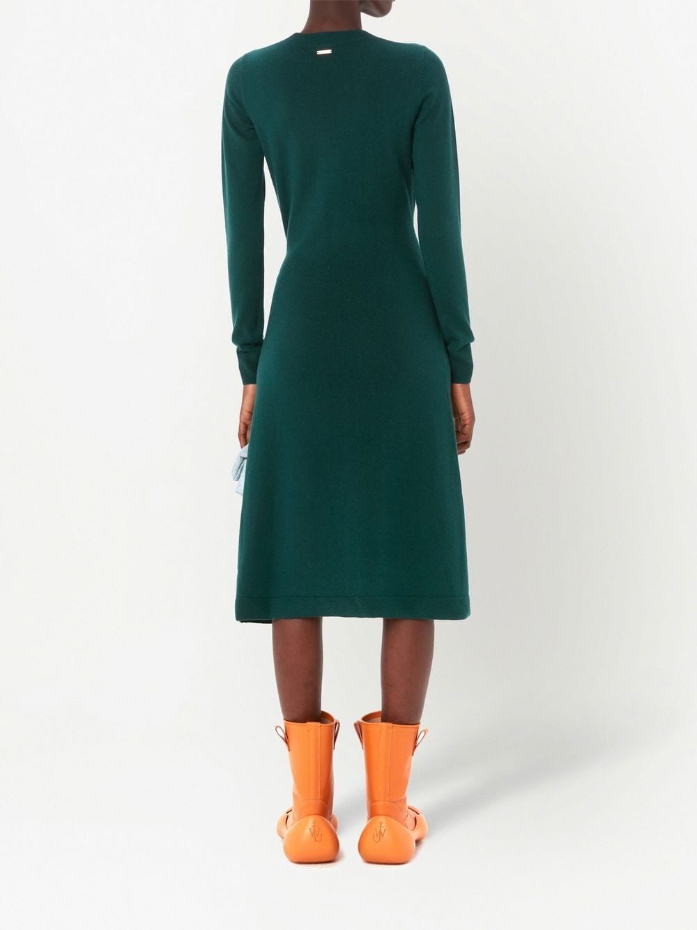 Shop Jw Anderson Buckle-waist Midi Dress In Green