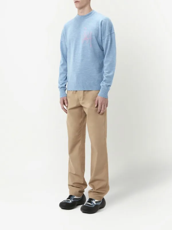 JW Anderson logo-print Crew Neck Sweatshirt | Blue | FARFETCH