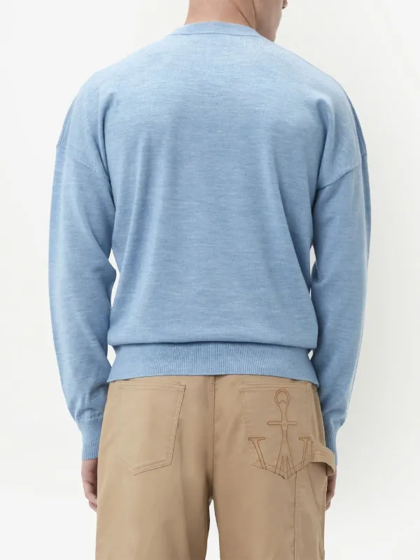 【送料&関税込】J.W. Anderson Blue Crewneck T-shirt With Log JW Anderson Uniqlo Men Sweatshirt Sweat Long Sleeve Shirt