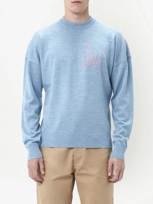 【送料&関税込】J.W. Anderson Blue Crewneck T-shirt With Log JW Anderson logo-print Crew Neck Sweatshirt | Blue | FARFETCH