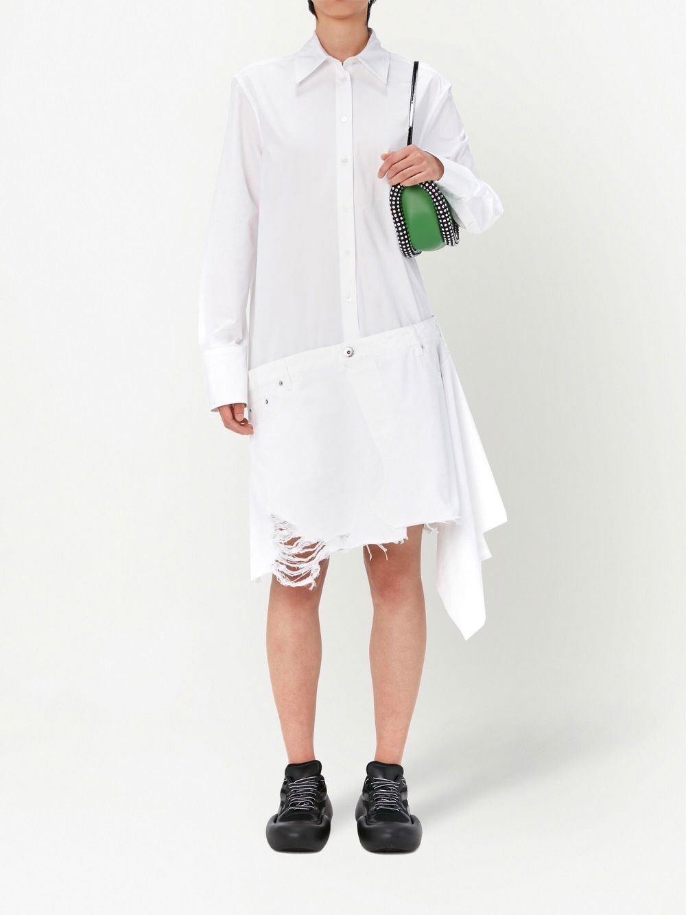 Shop Jw Anderson Distressed-finish Asymmetric Shirtdress In White