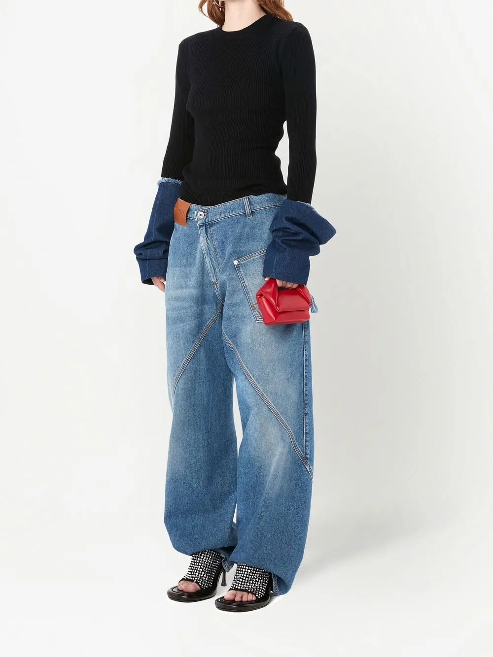 Shop Jw Anderson Oversized Twisted Wide-leg Jeans In Blue