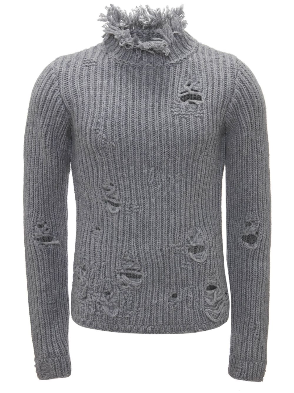 JW Anderson distressed-effect merino-wool jumper - Grey