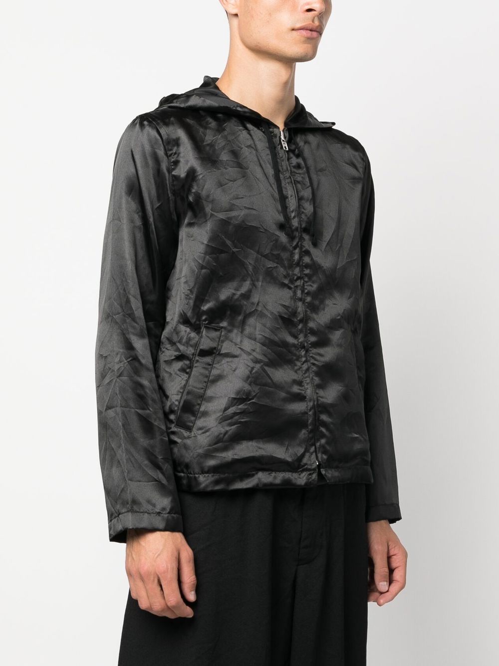 Black Comme Des Gar Ons Slogan Print Zip Up Hooded Jacket In Black