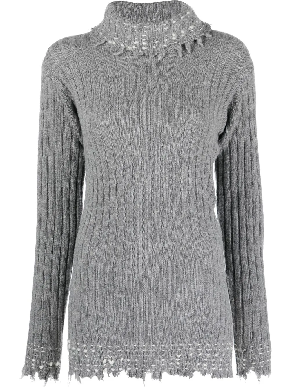 MARNI RAW-CUT EDGE HIGH-NECK KNITTED JUMPER