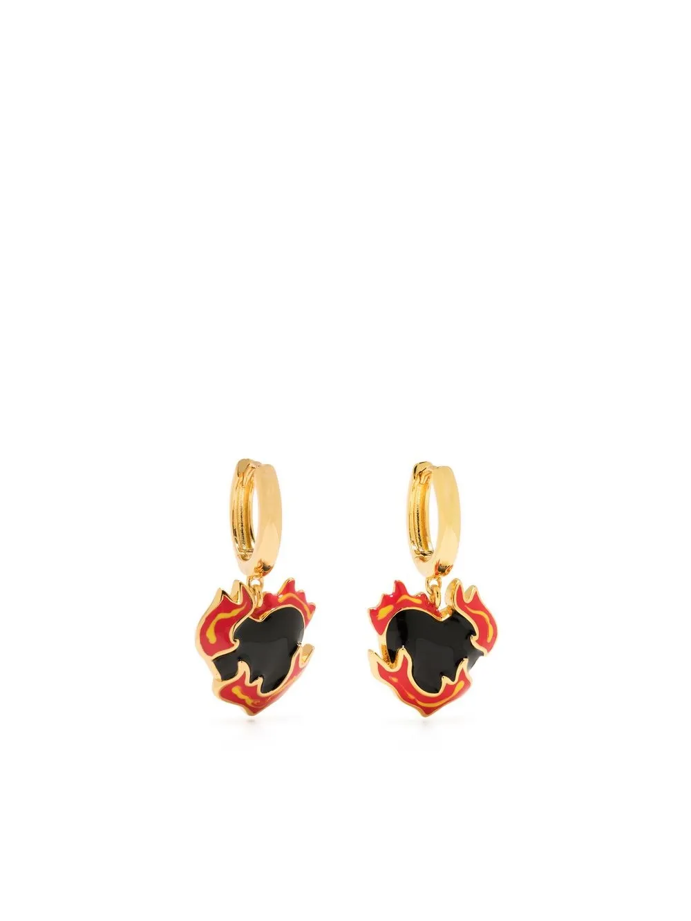 

DARKAI flame-heart drop hoop earrings - Gold