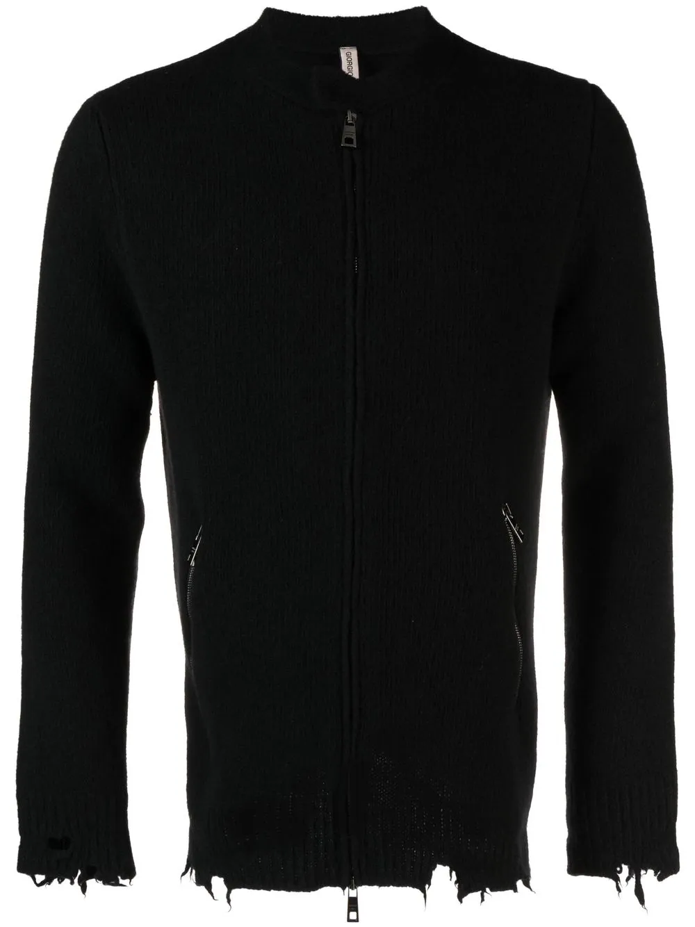 

Giorgio Brato distressed-hem zip-up jumper - Black