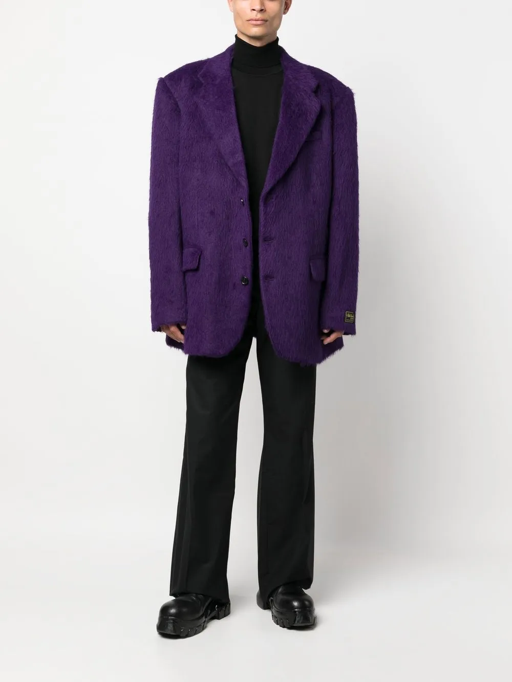 Shop Raf Simons Oversized Alpaca-blend Blazer In Purple