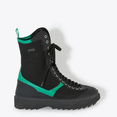 Logo-Print Combat Boots