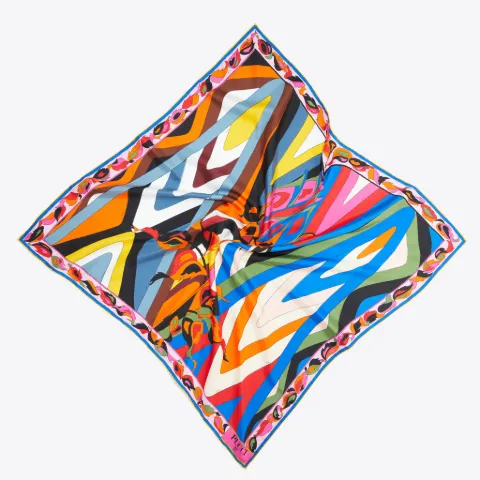 Moire And Rosa-Print Silk-Twill Carré