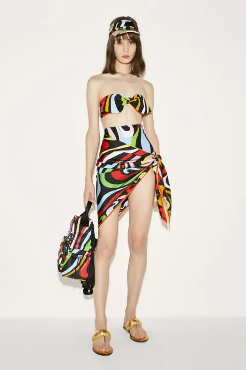 Marmo-Print Bandeau Bikini Top
