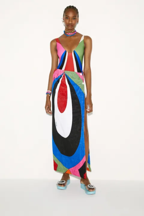 Goccia-Print Cotton Sarong Dress