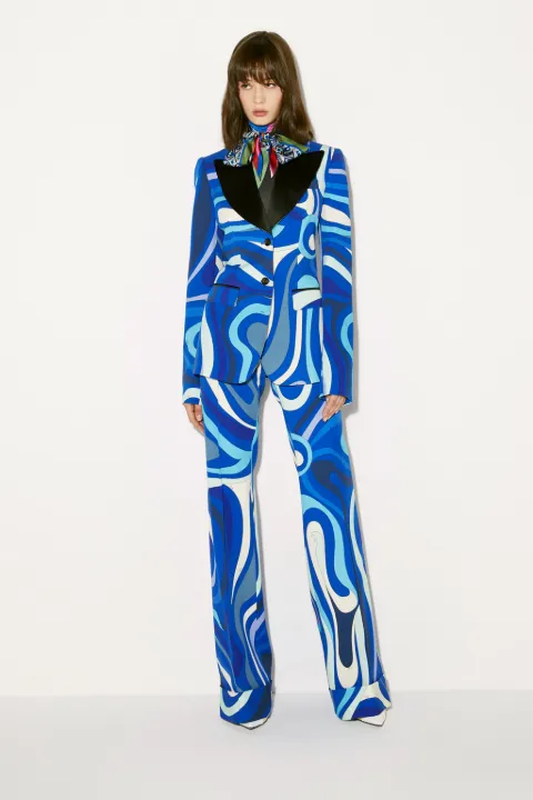Marmo-Print Single-Breasted Blazer