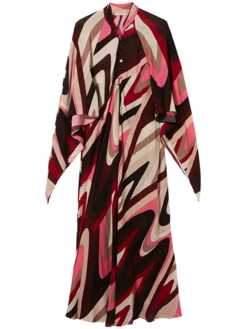 PUCCI - Moire-print long-sleeve maxi dress