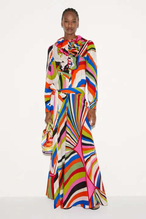 Iride-Print Cotton Maxi Dress