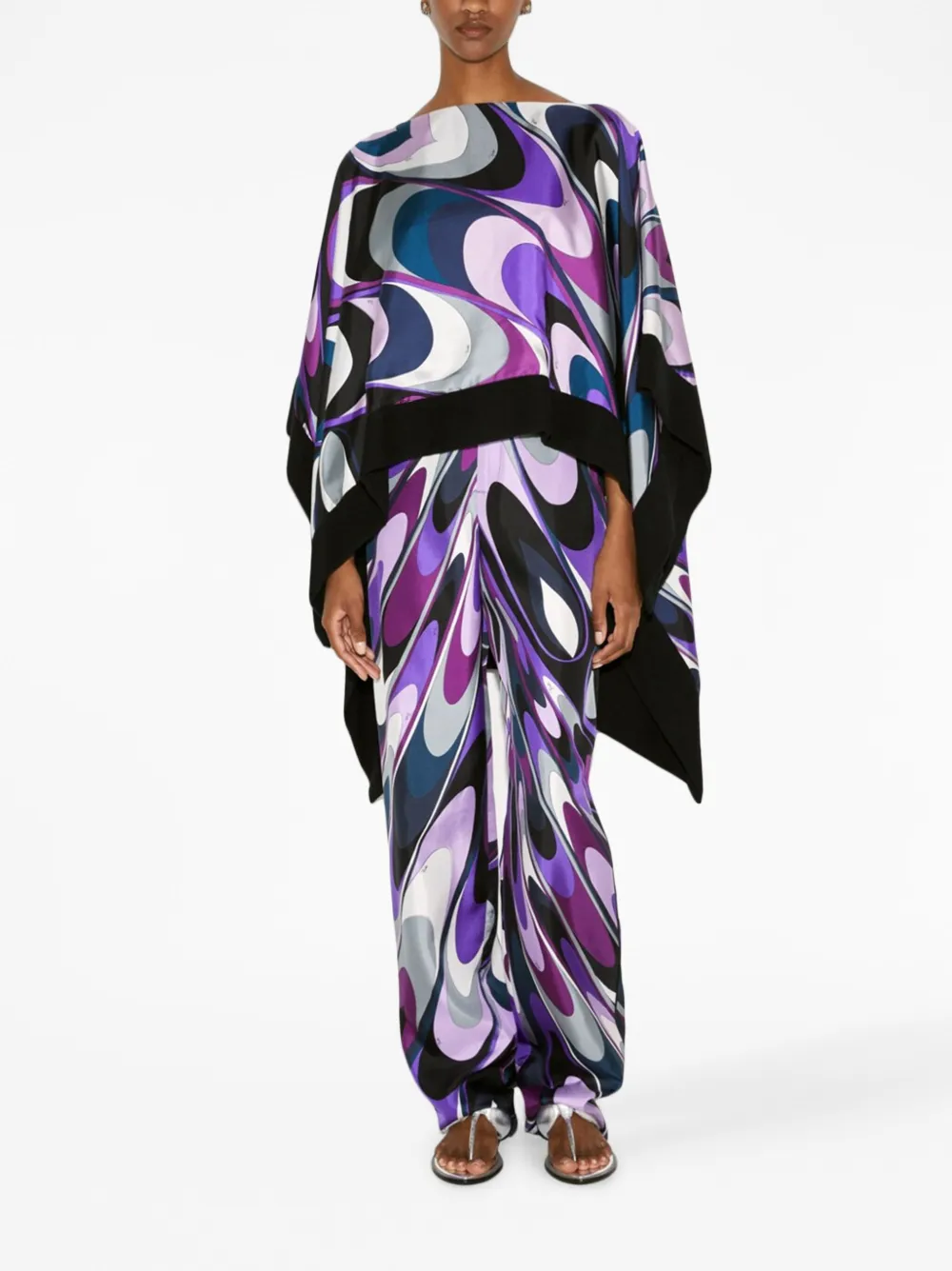PUCCI Poncho met logoprint - Zwart