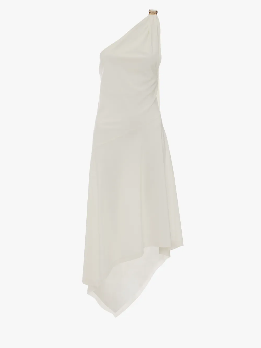 Jw Anderson One-shoulder Buckle Asymmetric Midi Dress In White