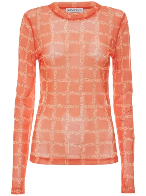 logo grid-pattern long-sleeved top