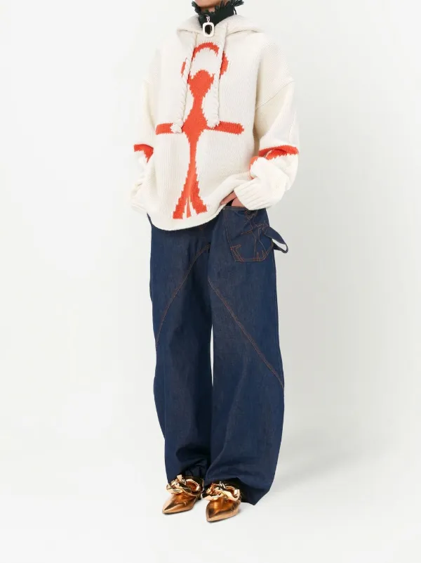 【関税込み】JW Anderson タン＆オレンジ Anchor Logo フーディ JW Anderson Men's Zip Up Anchor Hoodie | A.K. Rikk's