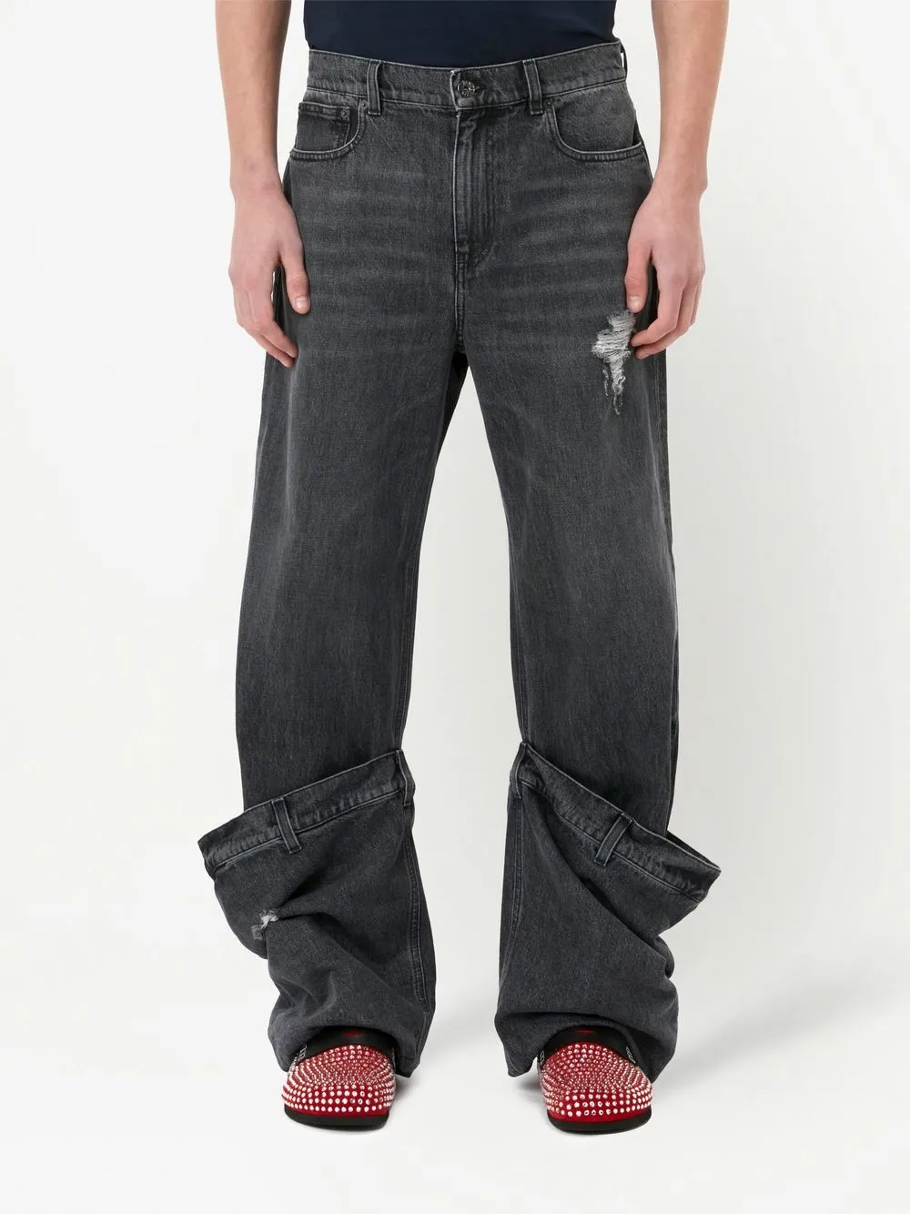 Shop Jw Anderson Straight-leg Bucket Jeans In Black