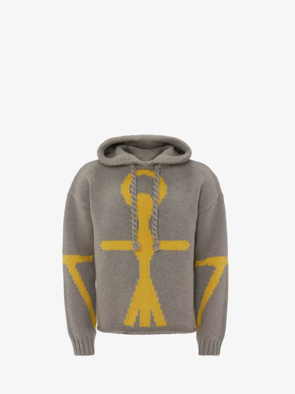 Jw Anderson Anchor Logo-detail Knit Hoodie In Grey