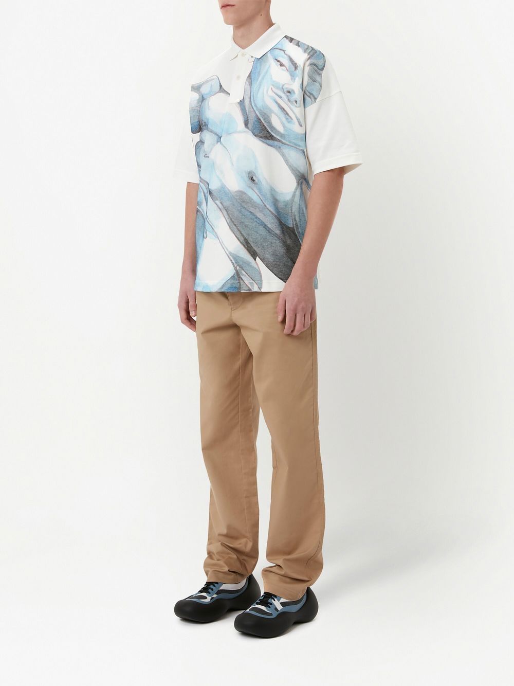 Shop Jw Anderson Graphic-print Short-sleeved Polo Shirt In White