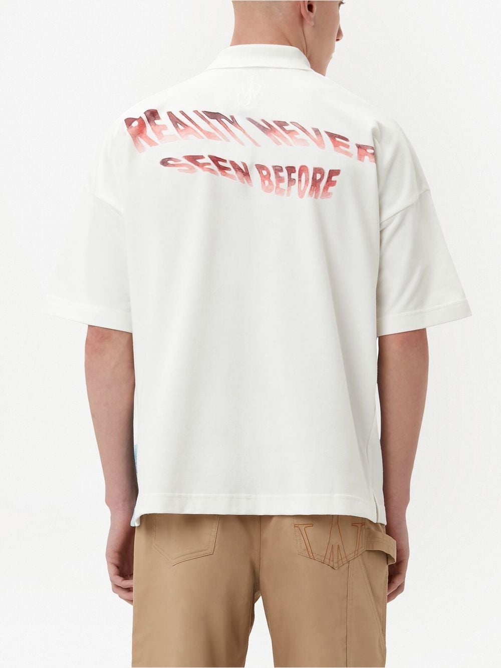 Shop Jw Anderson Graphic-print Short-sleeved Polo Shirt In White