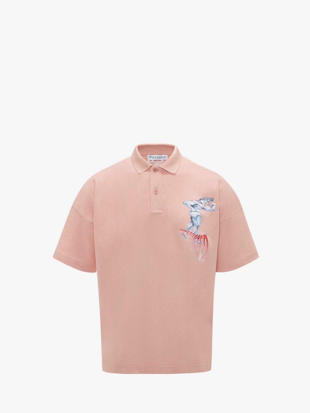 Pol Anglada Print Short Sleeve Polo Top In Pink Jw Anderson 4225