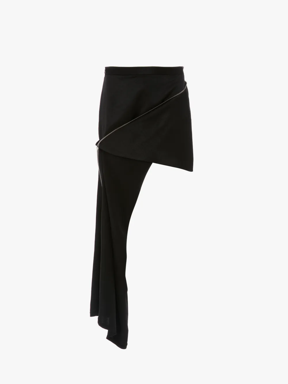 Jw Anderson Asymmetric Zip-detailed Satin Mini Skirt In Black