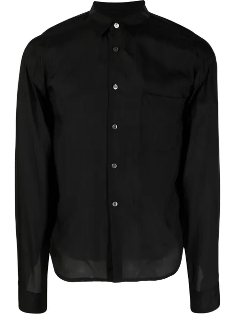 Black Comme Des Garçons patch-pocket long-sleeve shirt