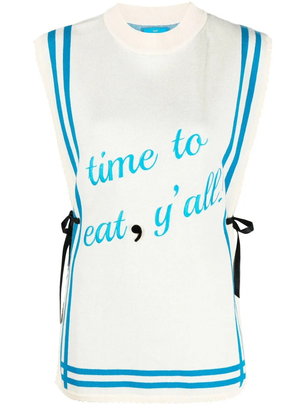 

MOTOGUO slogan-embroidered sleeveless jumper - Blue