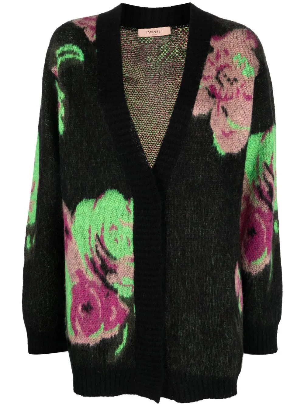 

TWINSET floral intarsia knit cardigan - Black