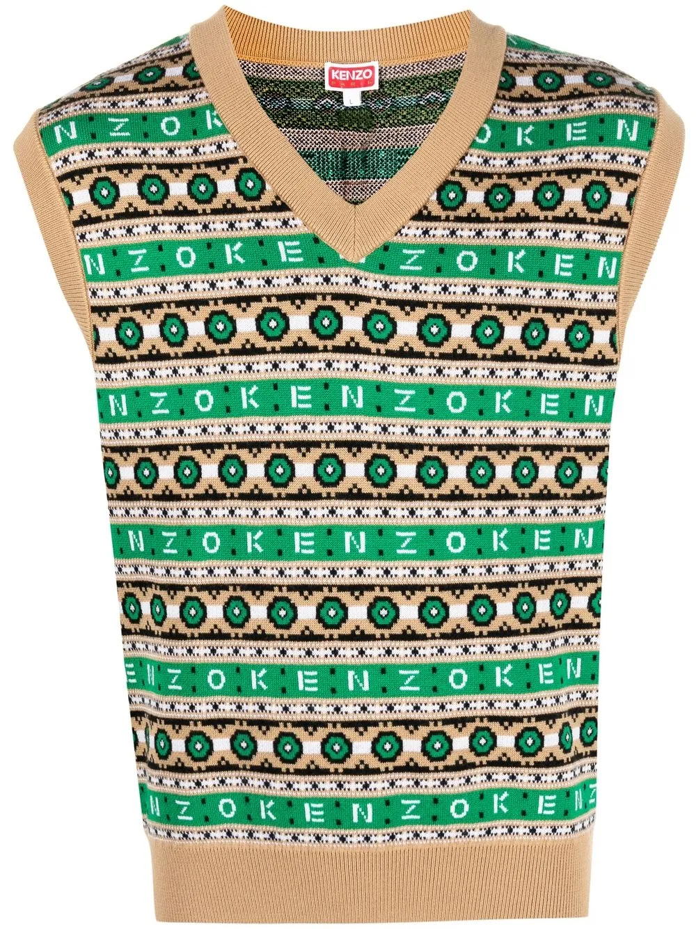 

Kenzo intarsia-knit V-neck sleeveless jumper - Brown