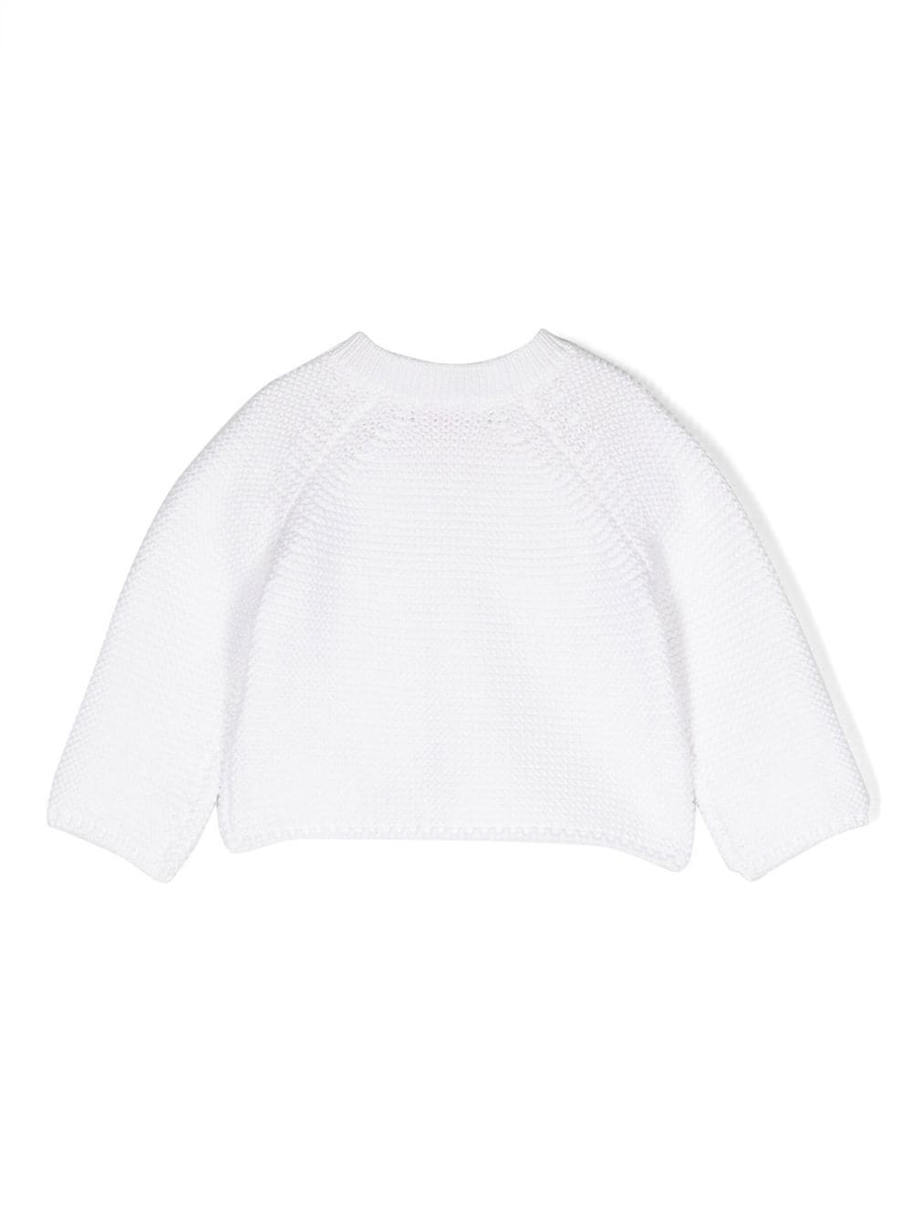 Shop Il Gufo Knitted Cotton Cardigan In White