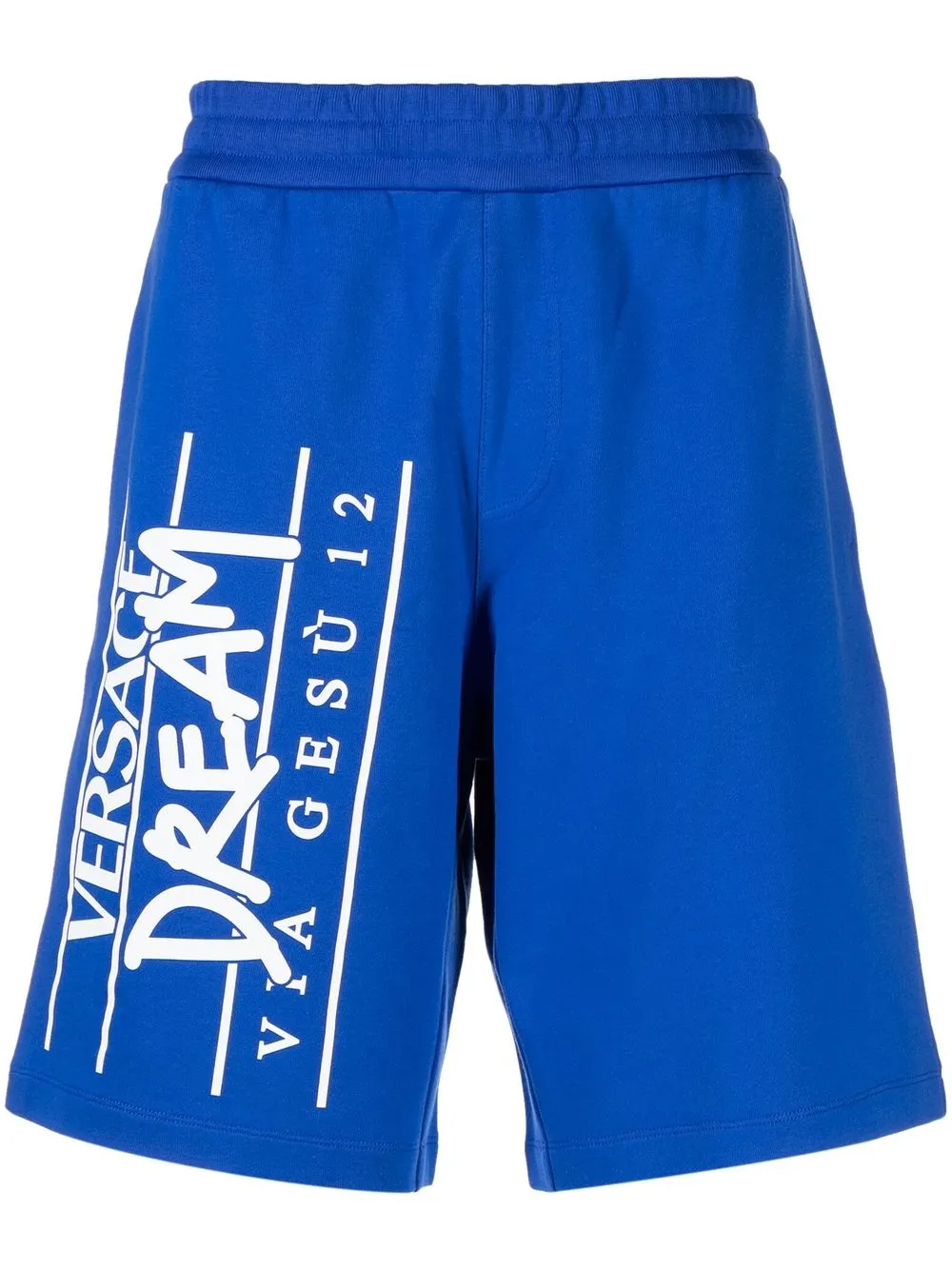 

Versace logo graphic cotton track shorts - Blue