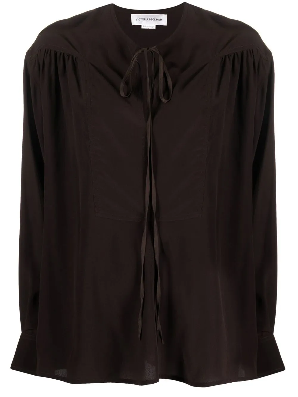 Victoria Beckham blusa de seda drapeada - Marrón