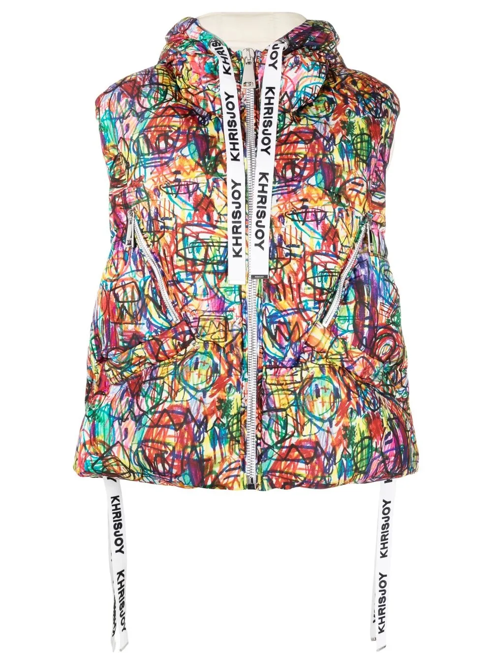 

Khrisjoy Puff Crayon graffiti-print hooded gilet - Red