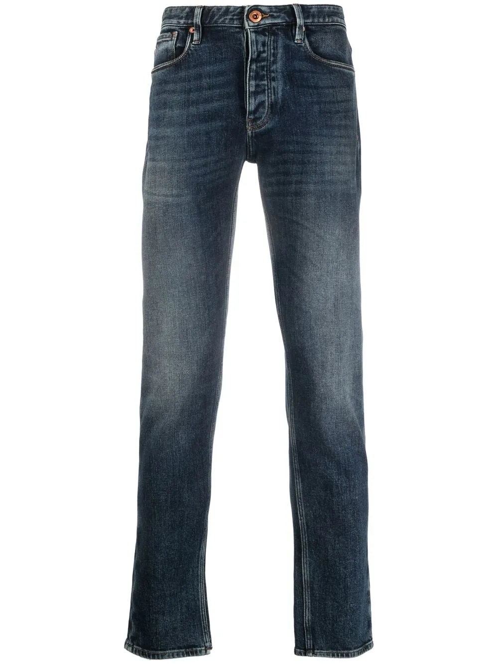 Emporio Armani jeans rectos con efecto lavado - Azul