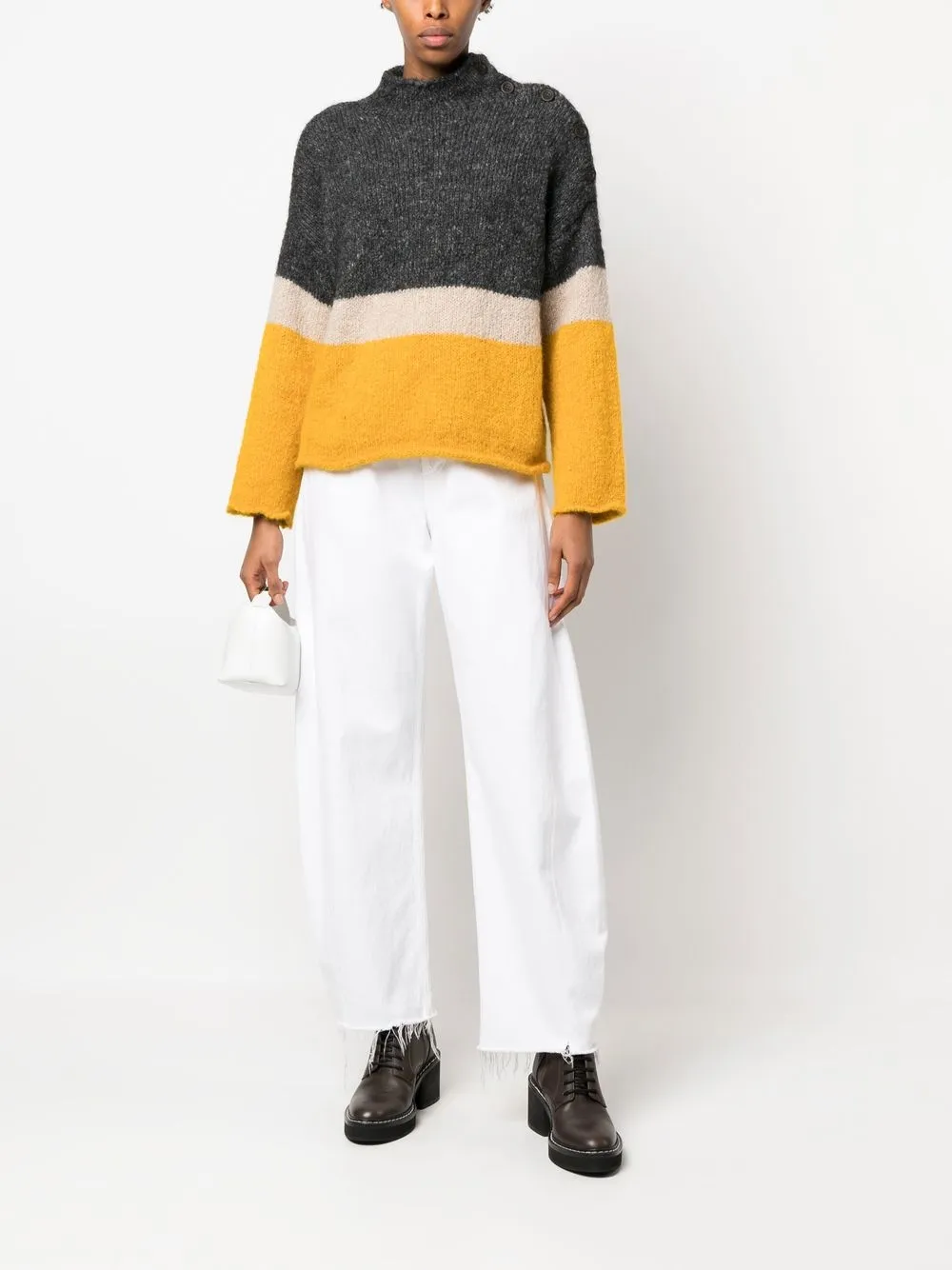 Emporio Armani colourblock stripedknit Jumper Farfetch
