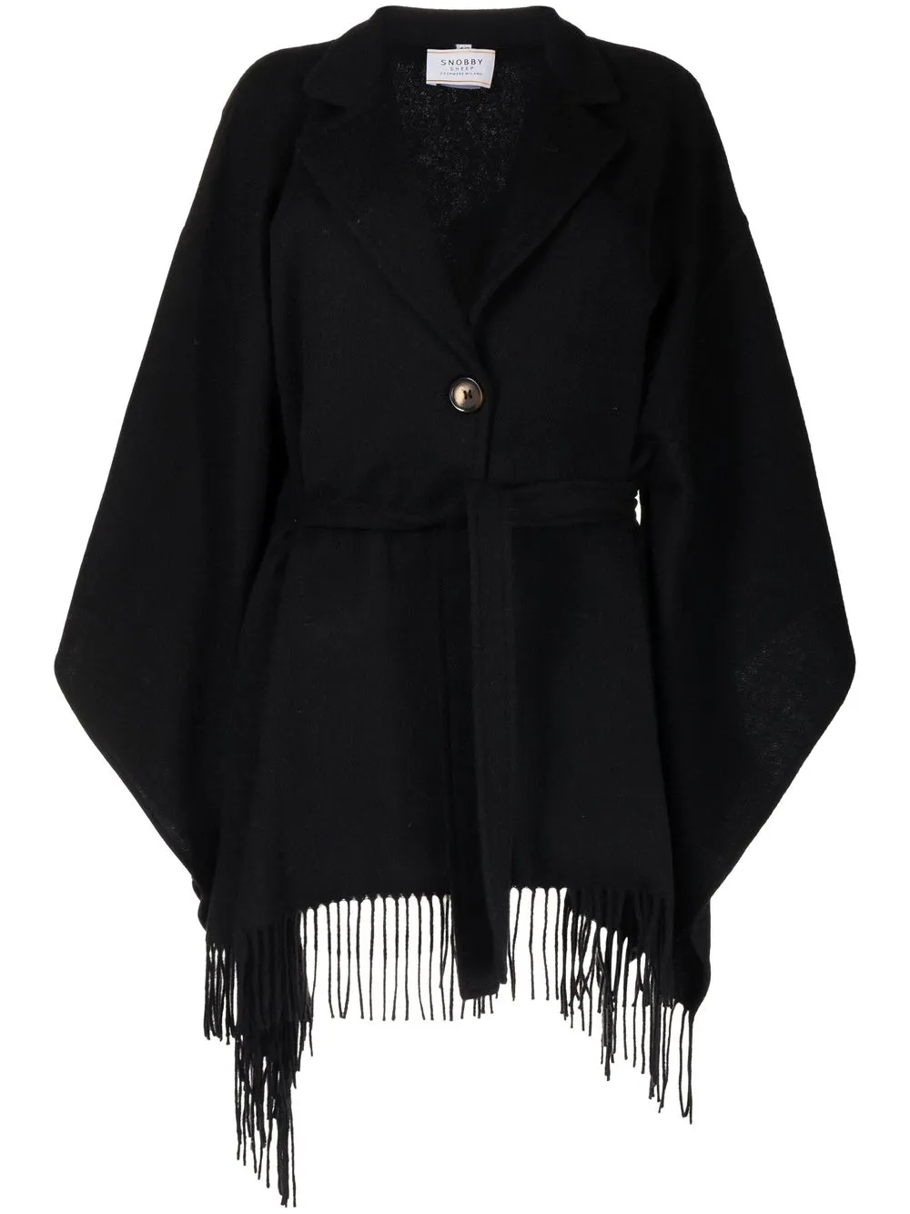 

Snobby Sheep fringed wool cape - Black