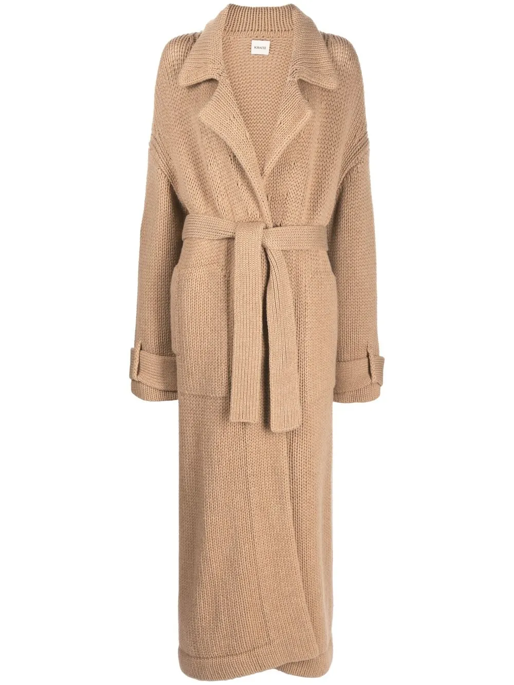 belted knitted cashmere coat