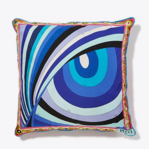 Iride And Onde-Print Silk-Twill Cushion